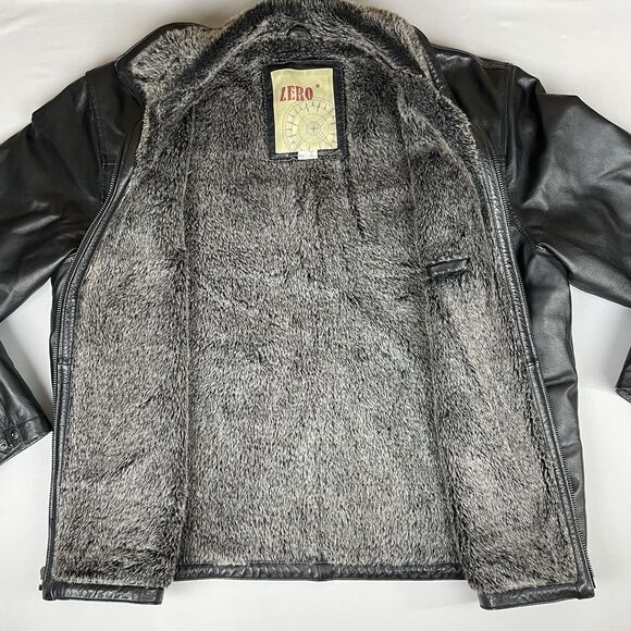 Zero 100% Genuine Leather Motorcycle Biker Jacket Men’s XXL Black Grey Urban - Picture 14 of 16